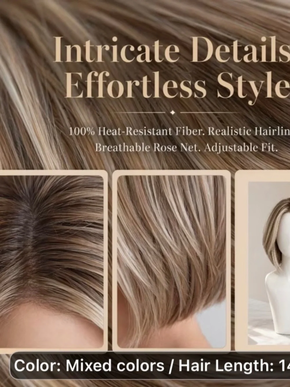 14 Inch Natural Soft Heat Resistant Synthetic Bob Wig Suitable for Travel, Co